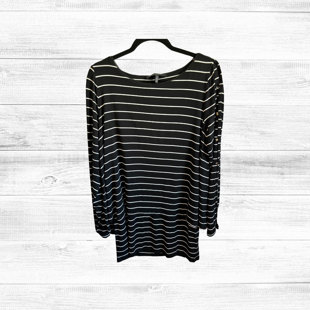 NWT White House Black Market Black and White Striped Tunic Top XL
